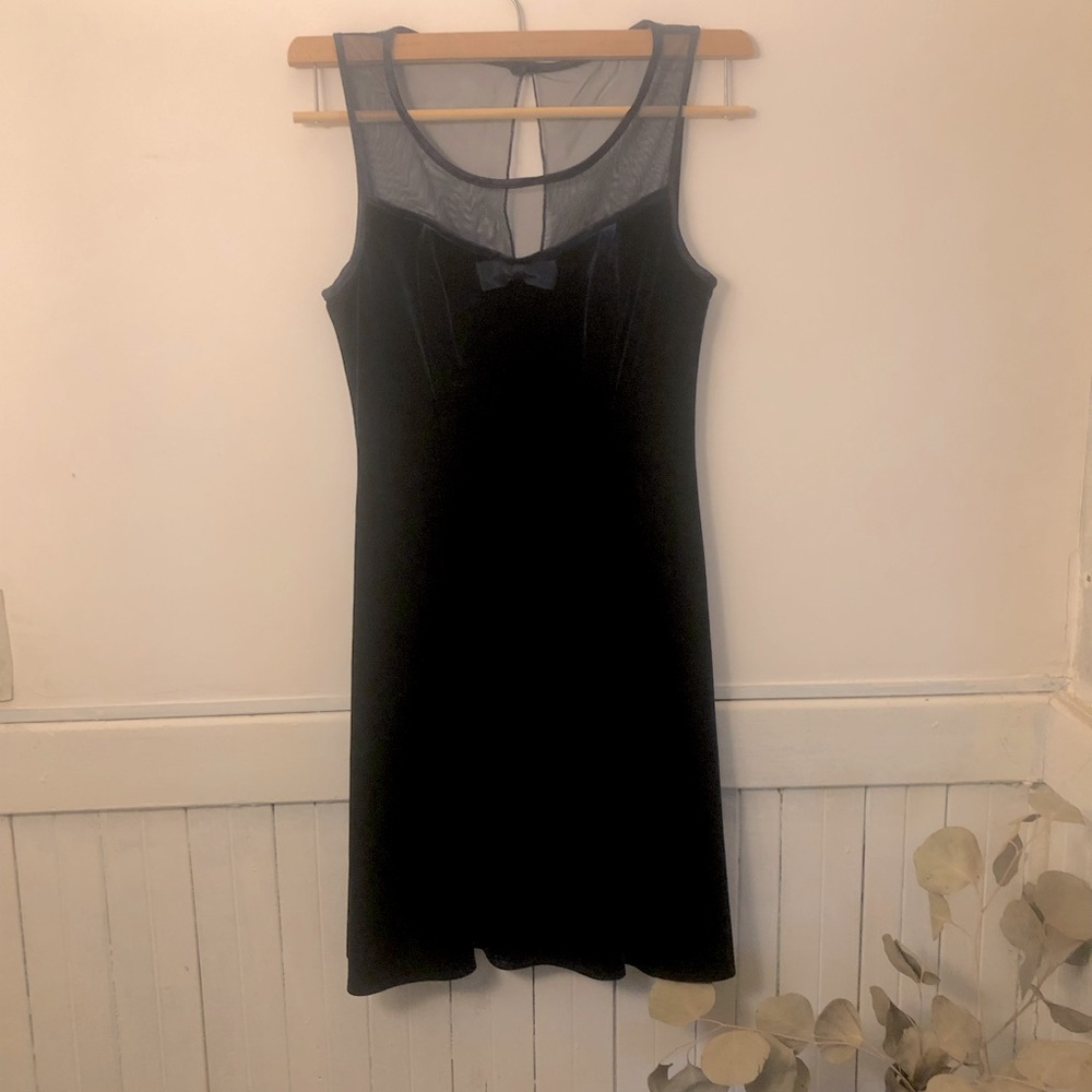 Vintage midnight blue velvet mini dress Size 3/4